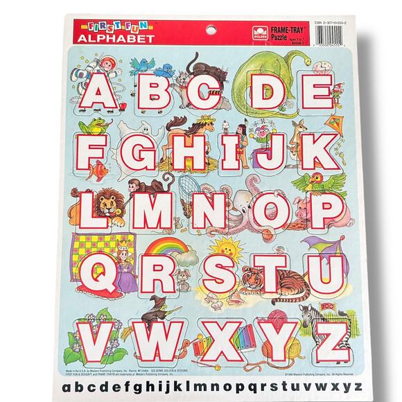 Vintage 1990s Golden Alphabet Tray Puzzle - Retro - Picture 1 of 4